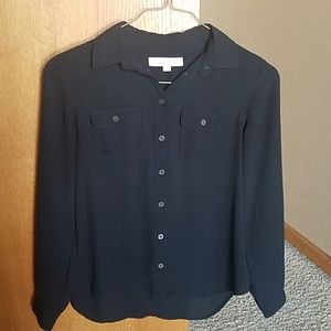 Loft black button up shirt